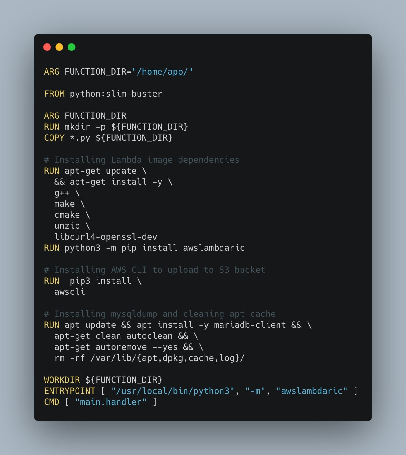 Docker image code for Python script