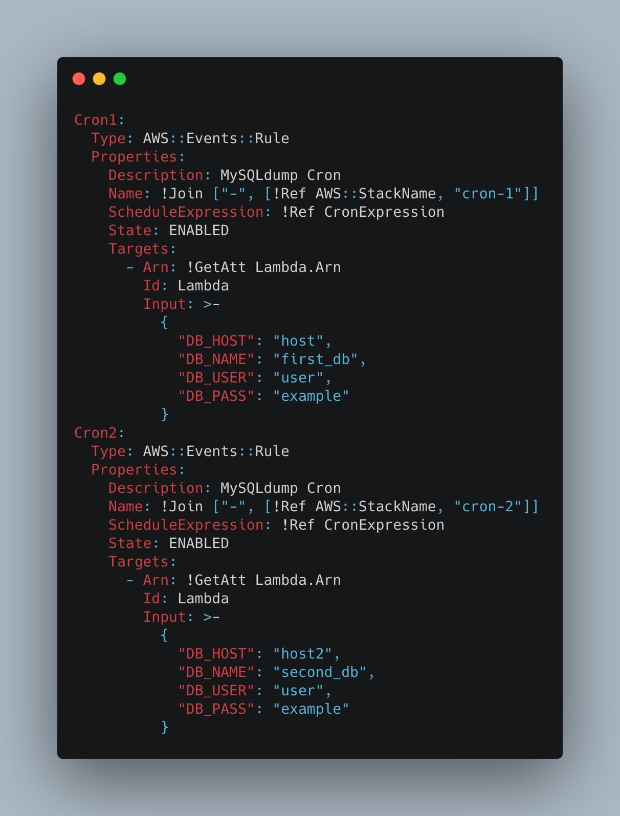 CloudFormation multiple Event Role code