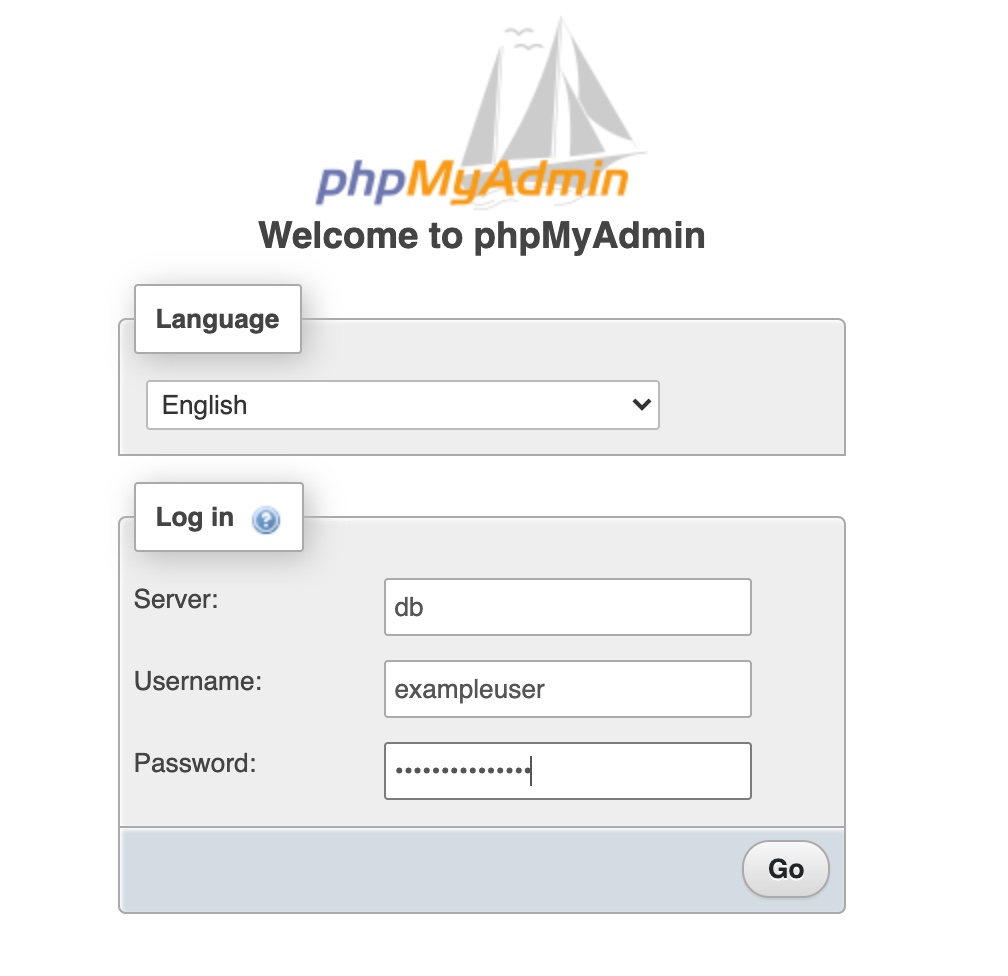 phpMyAdmin login